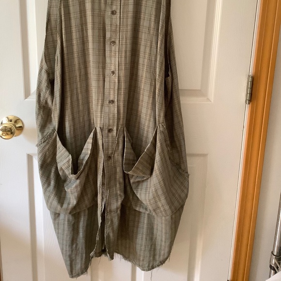 STATE Artist Smock sleeveless buttondown green plaid lightweight collectors item - Picture 4 of 13